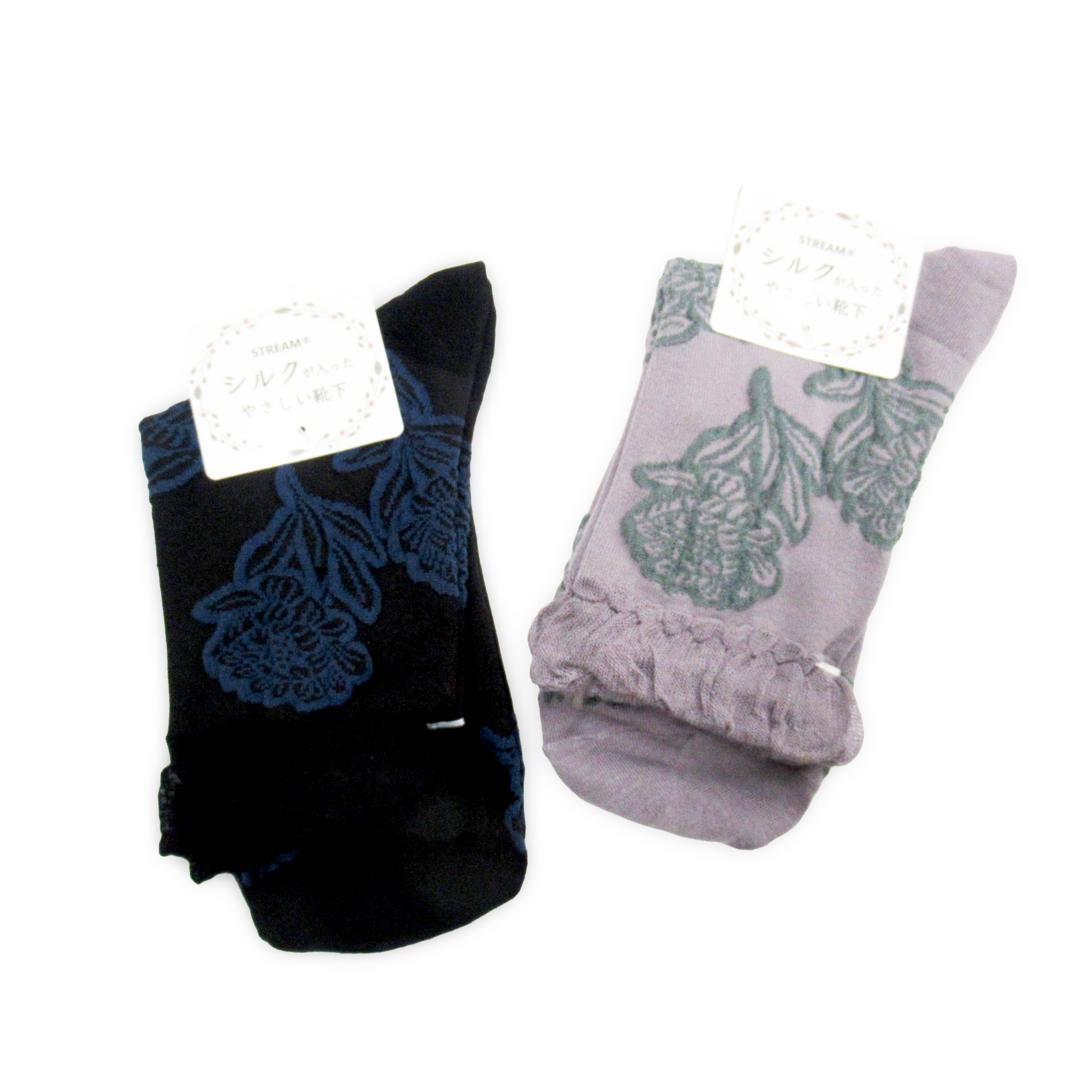 STREAM ピコット花柄クルーソックス